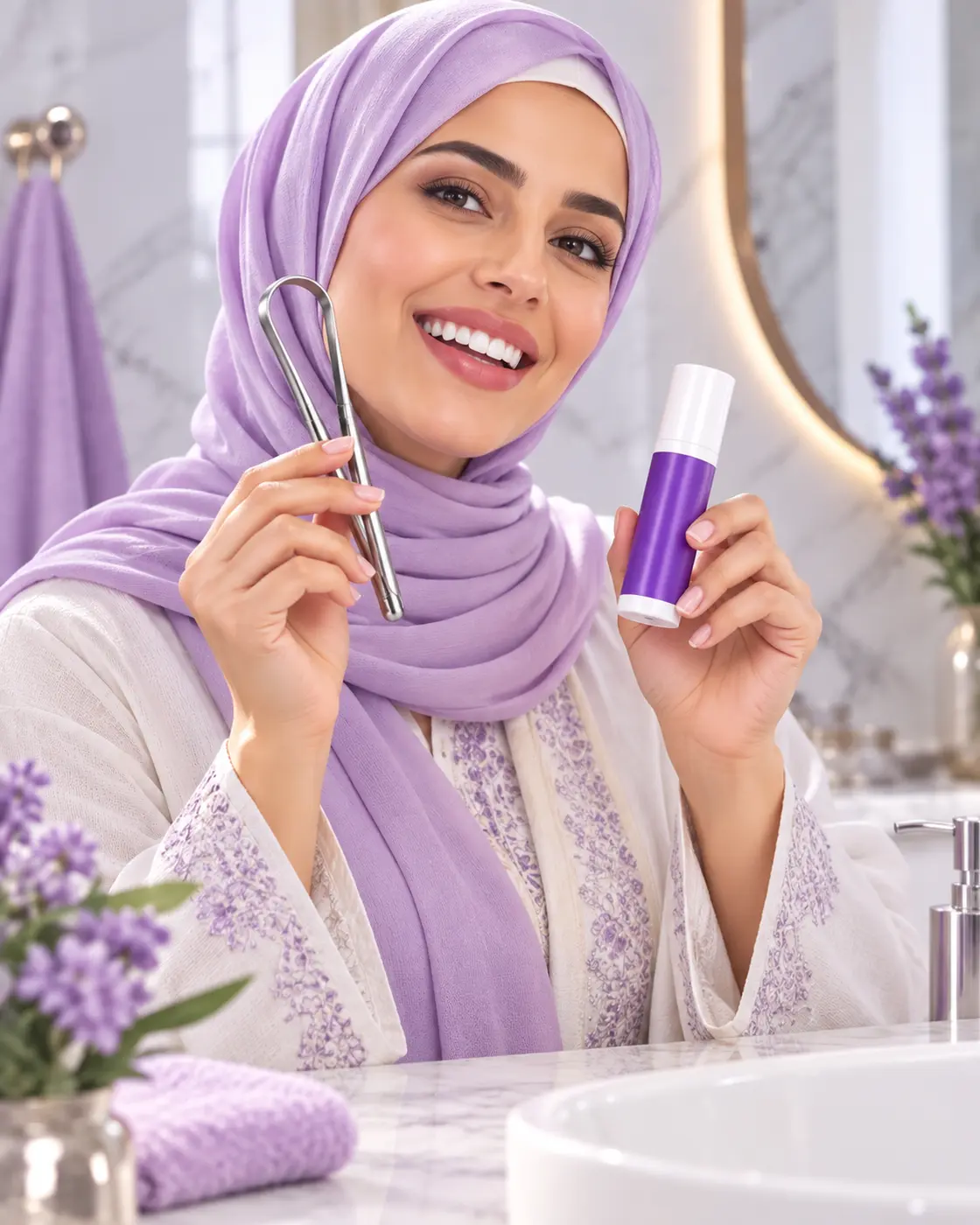 كاشط اللسان والمعجون البنفسجي